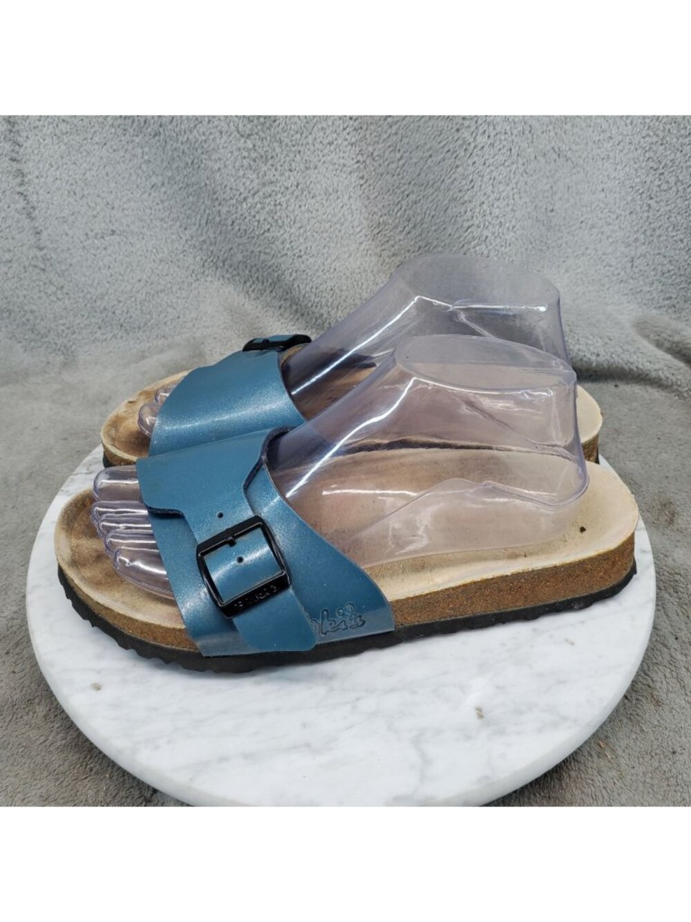 Birkenstock Shoes Womens Size 7 Catalina Blue Faux Leather Sandals *Read*